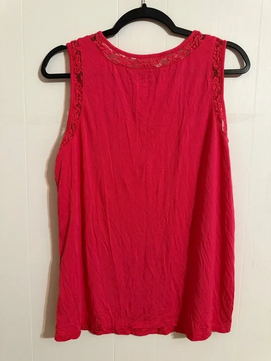 Super Soft by Torrid Lace-Trim V-Neck Tank Top - Red - Picture 4 of 5